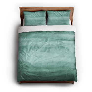 Jacinda Watercolor Teal Ombre queen - cotton - White Backing