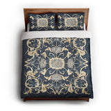 Belinda Navy & Ivory queen - cotton - White Backing