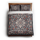 Annette Navy & Orange queen - cotton - White Backing