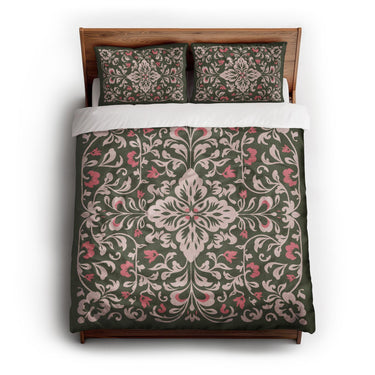 Annette Green & Coral queen - cotton - White Backing