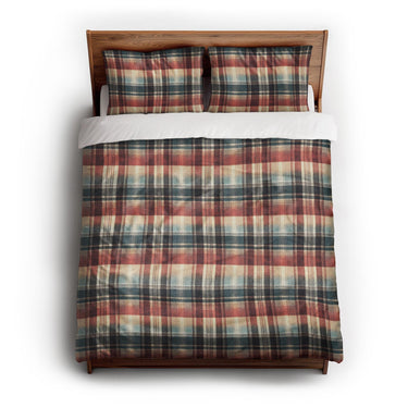 Monaghan Plaid Blue & Red queen - cotton - White Backing