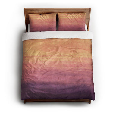 Imogen Watercolor Orange & Purple Ombre queen - cotton - White Backing
