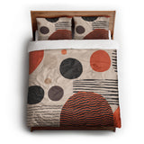 Charl Orange & Taupe queen - cotton - White Backing
