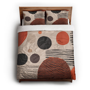 Charl Orange & Taupe queen - cotton - White Backing