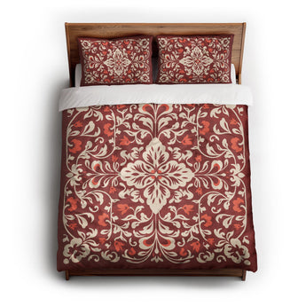 Annette Red & Ivory Duvet Cover