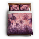 Sunset Palms Pink & Purple queen - cotton - White Backing