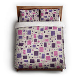 Geometric Confetti Purple & Pink queen - cotton - White Backing