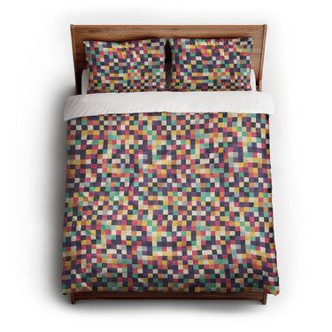 Pixel Mosaic Multicolor Midtone queen - cotton - White Backing