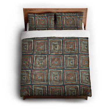 Diego Orange & Navy queen - cotton - White Backing