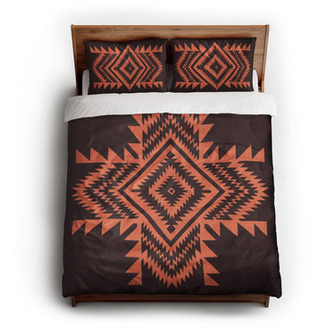 Reyno Orange & Maroon queen - cotton - White Backing
