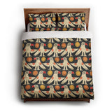 Tribal Birds Black queen - cotton - White Backing