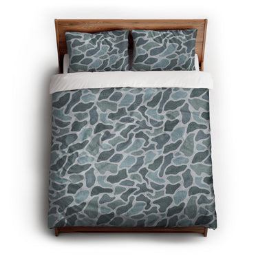Duck Camo Blue queen - cotton - White Backing