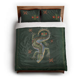 Hungry Alligator Green queen - cotton - White Backing
