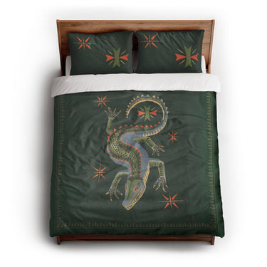 Hungry Alligator Green queen - cotton - White Backing