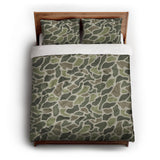 Duck Camo Green queen - cotton - White Backing