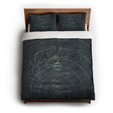 Solar System Navy & Mint queen - cotton - White Backing