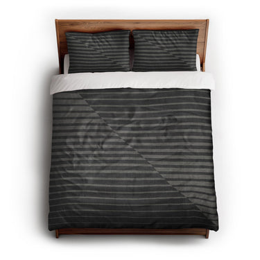 Euclid Black & Neutral Grey queen - cotton - White Backing