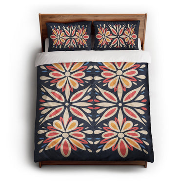 Jasmina Navy Multicolor queen - cotton - White Backing