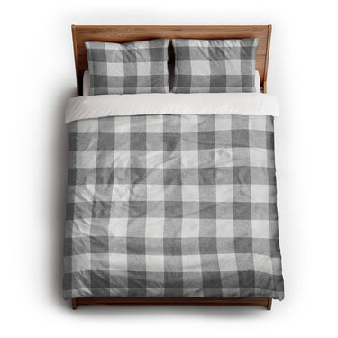 Buffalo Plaid Light Grey queen - cotton - White Backing