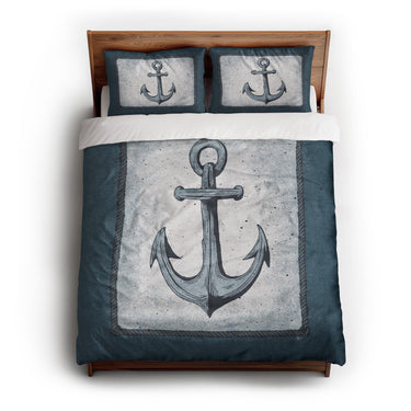 Coastal Anchor queen - cotton - White Backing
