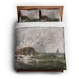 Stormy Narragansett Pier by Thomas Bircher queen - cotton - White Backing