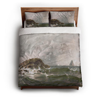 Stormy Narragansett Pier by Thomas Bircher queen - cotton - White Backing