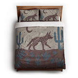 Desert Coyote Dark Red Clay & Dusty Blue queen - cotton - White Backing