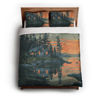 Adirondack Lakeside Cabin Duvet Cover