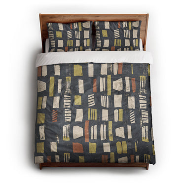Milo Navy Lime & Terracotta queen - cotton - White Backing