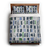 Milo Blue & Green queen - cotton - White Backing