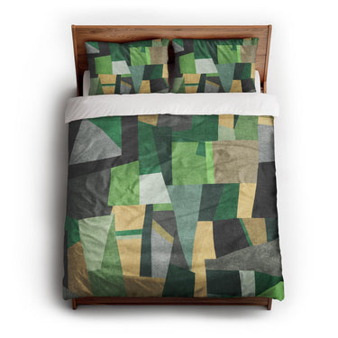 Baxter Green & Yellow queen - cotton - White Backing