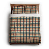 Brenton Plaid Taupe Teal queen - cotton - White Backing