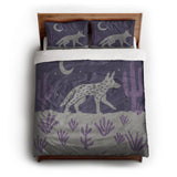 Desert Coyote Eggplant & Dusty Purple queen - cotton - White Backing