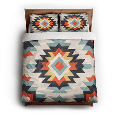 Dakota Blue & Orange queen - cotton - White Backing