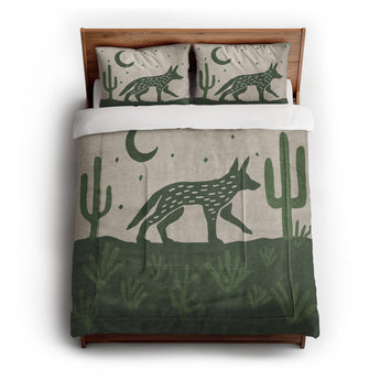 Desert Coyote Forest & Moss Green in Full/Queen (88" x 88") Size