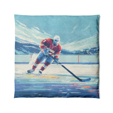 8 Bit Pond Hockey in Full/Queen (88" x 88") Size