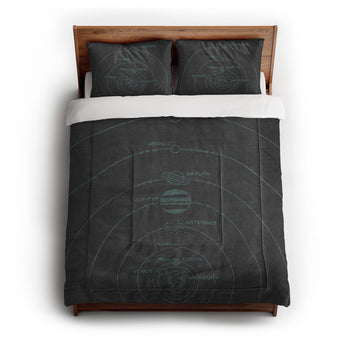 Solar System Charcoal & Teal in Full/Queen (88" x 88") Size