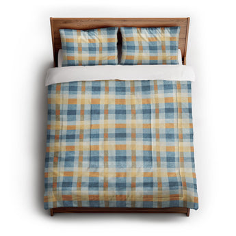 Monroe Plaid Blue & Yellow in Full/Queen (88" x 88") Size