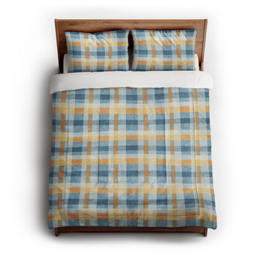 Monroe Plaid Blue & Yellow in Full/Queen (88" x 88") Size