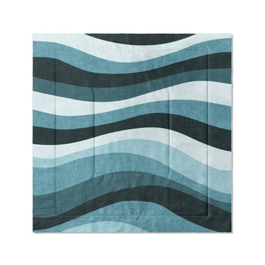 Sinuous Teal Monochrome in Full/Queen (88" x 88") Size