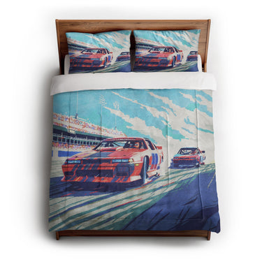 8 Bit Stock Cars in Full/Queen (88" x 88") Size