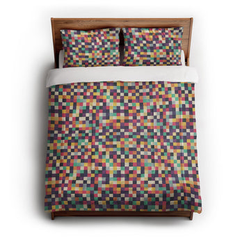 Pixel Mosaic Multicolor Midtone in Full/Queen (88" x 88") Size