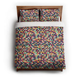 Pixel Mosaic Multicolor Midtone in Full/Queen (88" x 88") Size