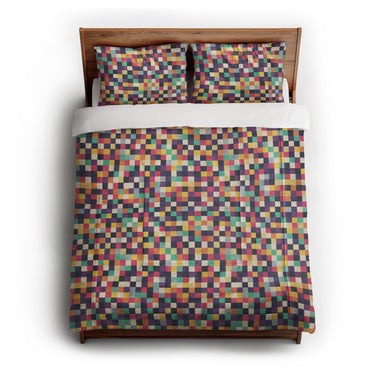 Pixel Mosaic Multicolor Midtone in Full/Queen (88" x 88") Size