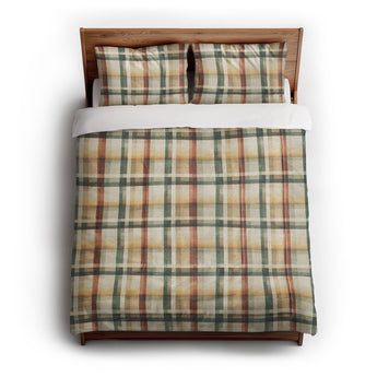 Madras Plaid Taupe Green in Full/Queen (88" x 88") Size