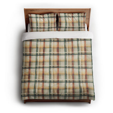 Madras Plaid Taupe Green in Full/Queen (88" x 88") Size