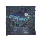 8 Bit Uptown Twilight Skyline in Full/Queen (88" x 88") Size