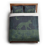 Desert Coyote Midnight Blue & Sage Green in Full/Queen (88" x 88") Size