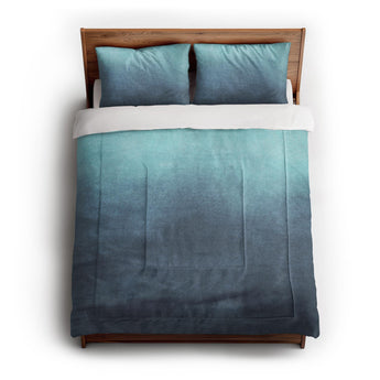 Kieran Watercolor Teal Ombre in Full/Queen (88" x 88") Size