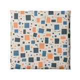 Geometric Confetti Blue & Orange in Full/Queen (88" x 88") Size